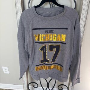 PINK Collegiate Collection Gray University of Michigan‎ Sweatshirt Size Large